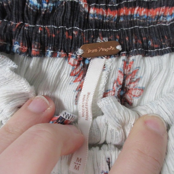 Free People Gold Dust Wide Leg White Paisley Pants Boho Festival Size Medium - Picture 8 of 12